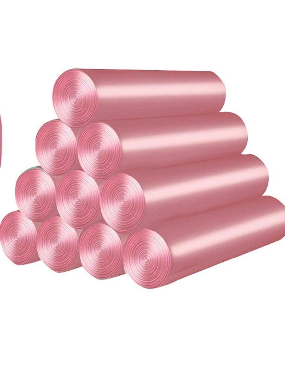 1roll Plain Trash Bag Pink PE Large Thick Disposable Garbage Bag For