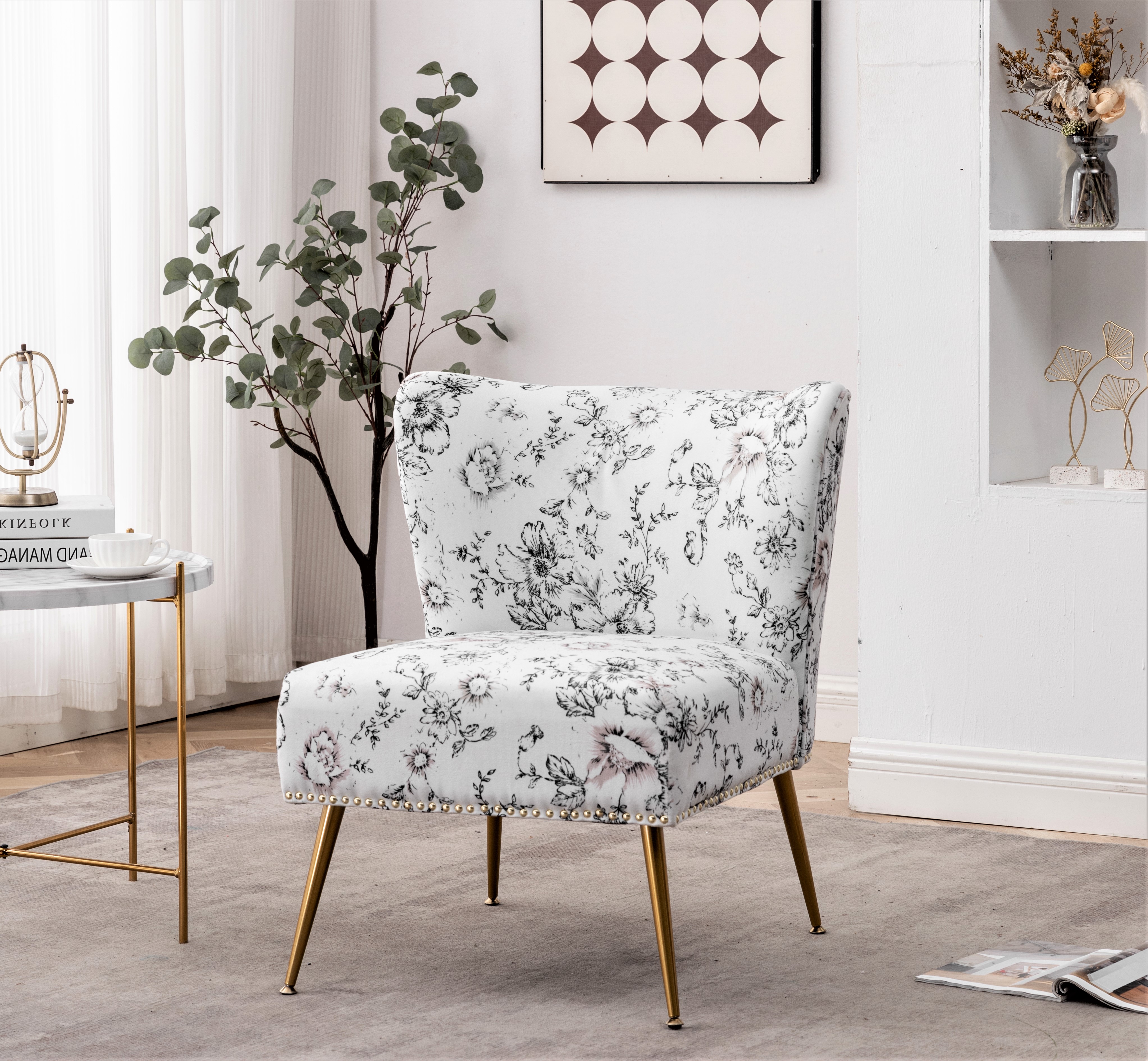 Uspridefurniture Friant 25"W White Microfiber Upholstered Slipper Chair