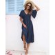 thumbnail image 4 of Vestido AUSELILY de verano con cuello en V y manga corta para mujer, azul marino, 4 of 6