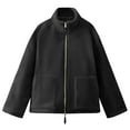 thumbnail image 4 of Liyamei Children's Solid Color Double Zipper Fleece Jacket Black 7-8 Years, 4 of 5
