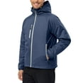 thumbnail image 2 of Little Donkey Andy Men's Warm Recycle Insulated Jacket Hooded Lightweight Windproof Winter Coat Hiking Running Travel Dark Blue L, 2 of 7