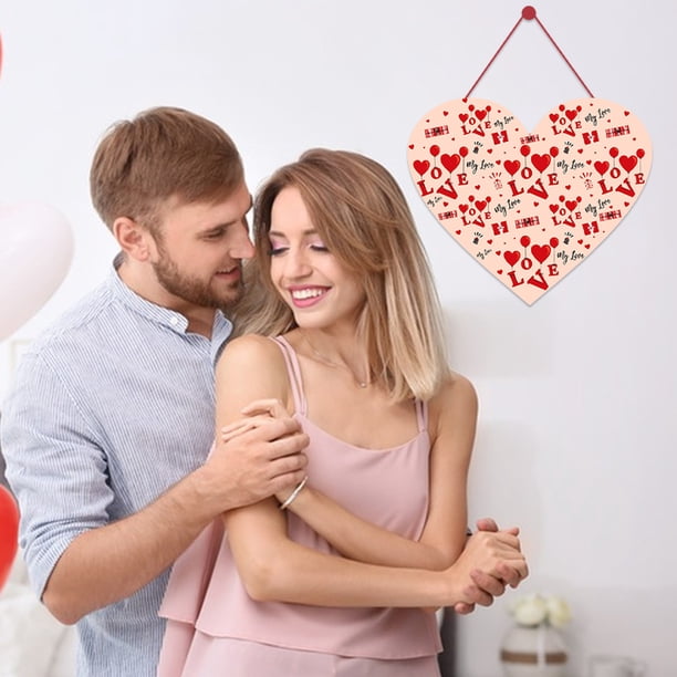 Apmemiss Clearance Valentine's Day Hanging Signs Welcome Love Hanging Signs Door Sign Wall Hanging Decoration Happy Valentine's Day Wall Door Sign Decoration for Valentine's Day Party Home Decor