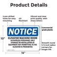 thumbnail image 2 of (2 Pack) Elevator Machine Room Authorized Personnel OSHA Notice Sign 14 Inch X 10 Inch Plastic Sign, Weather Resistant, UV Protected for Workplace, Business, and Construction Site, Made, 2 of 8