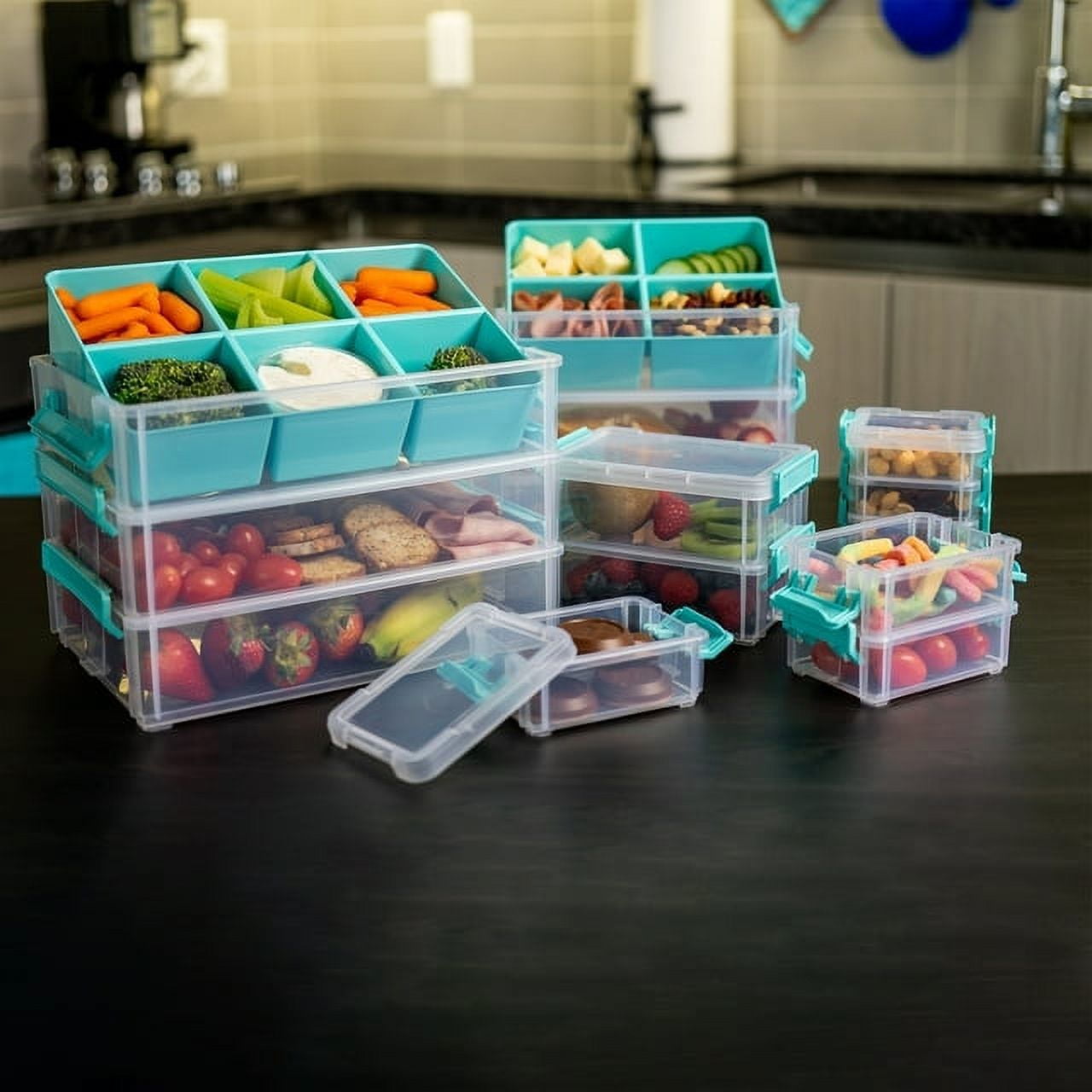 John Bead Stack and Snap Craft Storage Containers - 3 Layers with Insert, 2-1/2"H x 7"W x 10"L