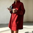 thumbnail image 2 of hoksml Women's Oversized Long Shirt Dress Collar Button Down Long Sleeve Curved Hem Casual Tunic Blouse, 2 of 7