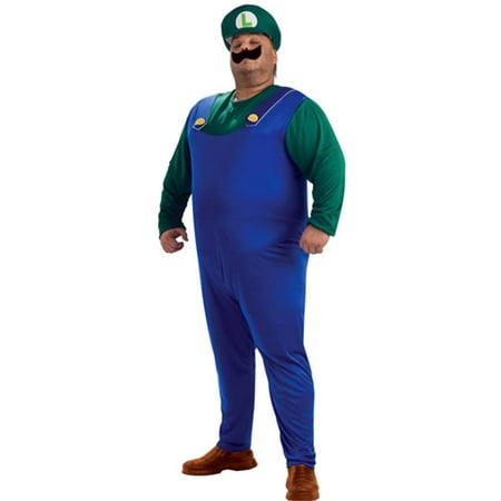Super Mario Bros Luigi Costume Adult Men Plus