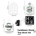 thumbnail image 2 of 4 Pieces Tiered Tray Decor Home Tier Tray Decor Farmhouse Mini Wood Decor Decorative Trays Signs Rustic for Home Table Kitchen Office, 2 of 5