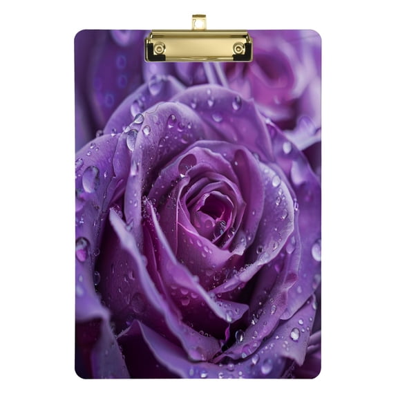Purple Rose Flowers Acrylic Clipboards A4 Standard Letter Size Clipboard 12.5" X 9" Clip Board for Students Teacher Office