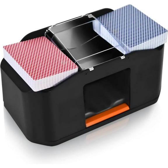 Automatic Card Shuffler 1/2 Decks, Electronic Casino Poker Card Shuffling Machine - Battery Operated for Phase10, Texas Hold'em, Poker, Home Card Games (Black)