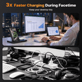 thumbnail image 4 of 3-in-1 Wireless Charging Station, 22W Fast Charging Stand, Qi Certified Wireless Charger for iPhone 8-18Pro Max, Apple Watch 7/8/9/10 SE, AirPods 2/3/4 Pro, Samsung/Huawei, Portable Charger, Black, 4 of 10