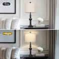 thumbnail image 4 of Cinkeda 25" Touch Control Table Lamp, Black Sand-Textured Resin Body with Oatmeal Linen Shade, USB-C & AC Outlet, 3-Level Dimmable, Dimmable LED Bulb Included for Bedroom, 4 of 8
