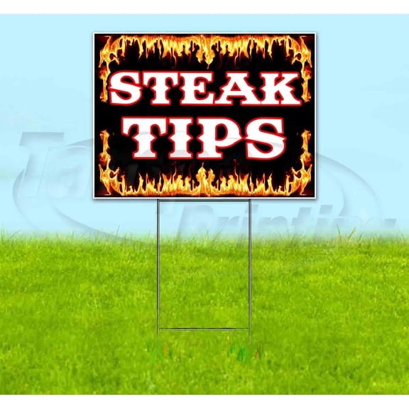 Steak Tips (18" x 24") Yard Sign, Includes Metal Step Stake