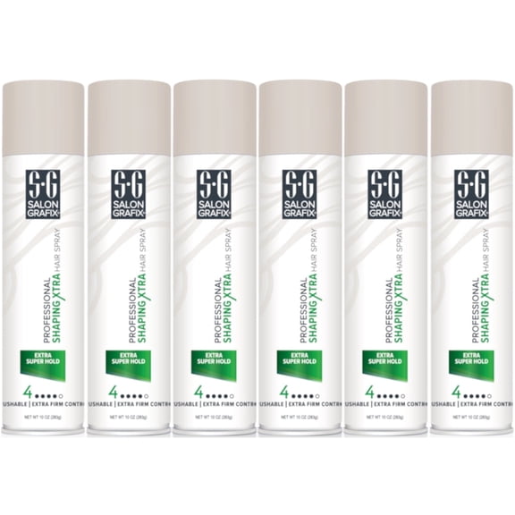 6 Pack Salon Grafix Professional Shaping Hair Spray Extra Super Hold 10 Oz Each