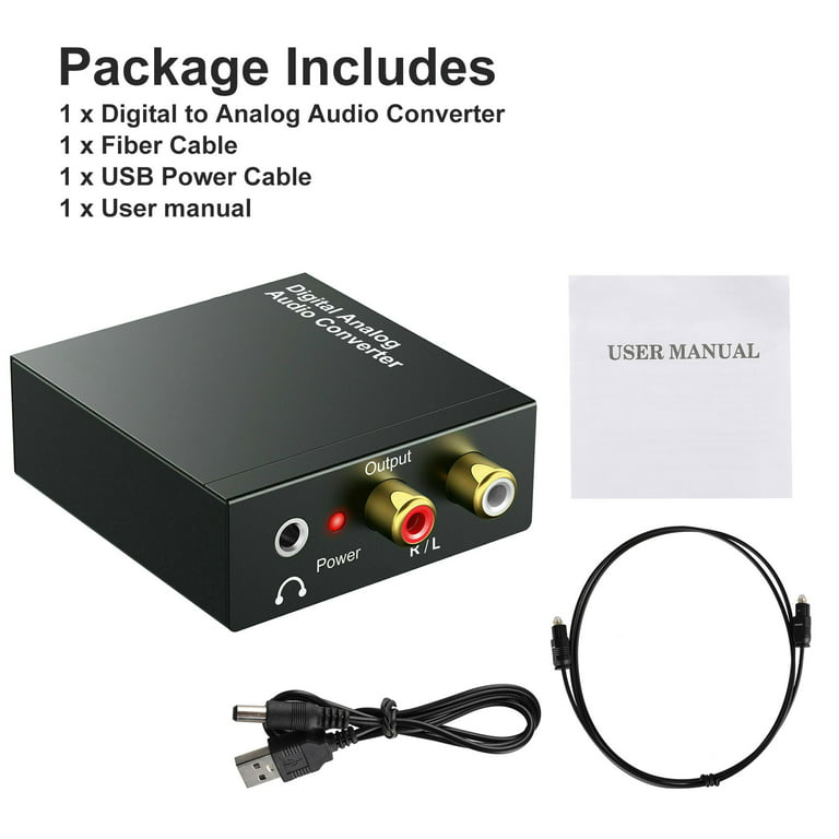 EEEkit 96KHz Digital to Analog Audio Converter Digital S/PDIF Optical to Analog L/R RCA Converter Toslink Optical to 3.5mm Jack Adapter for PS3 HD DVD PS4 Amp Apple Home Cinema -