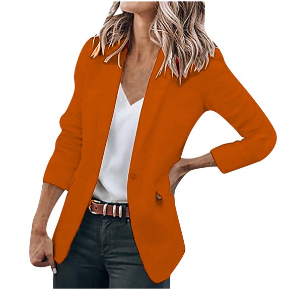 Fjofpr Womens Outerwear Womens Clothes Womens Classic Long Sleeve Show Body Solid Color Gradient Long Sleeve Suit Coat