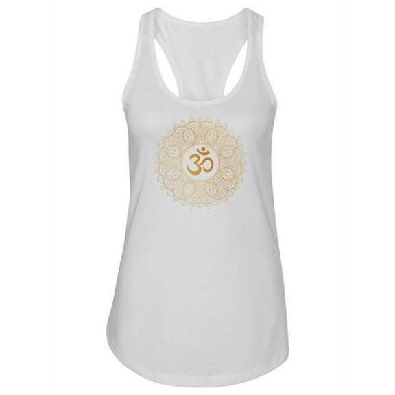 Golden Aum Om Ohm Symbol Tank Women -Image by Shutterstock, Female Medium