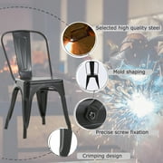 FDW Metal Dining Chairs Metal Chairs Patio Chair Seat Height Dining Room Kitchen Chair Tolix Restaurant Chairs Bar Stackable Chair Trattoria Metal Indoor Outdoor Chairs (Black)