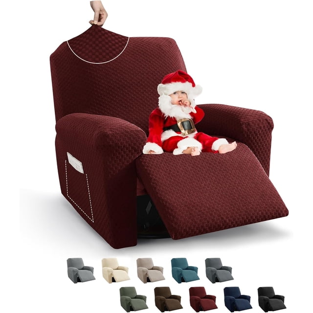 Wingback Chair Covers Piece Stretch Wing Chair Covers Soft Thick Wingback Armchair Slipcover High Back Furniture Protector Washable Dark