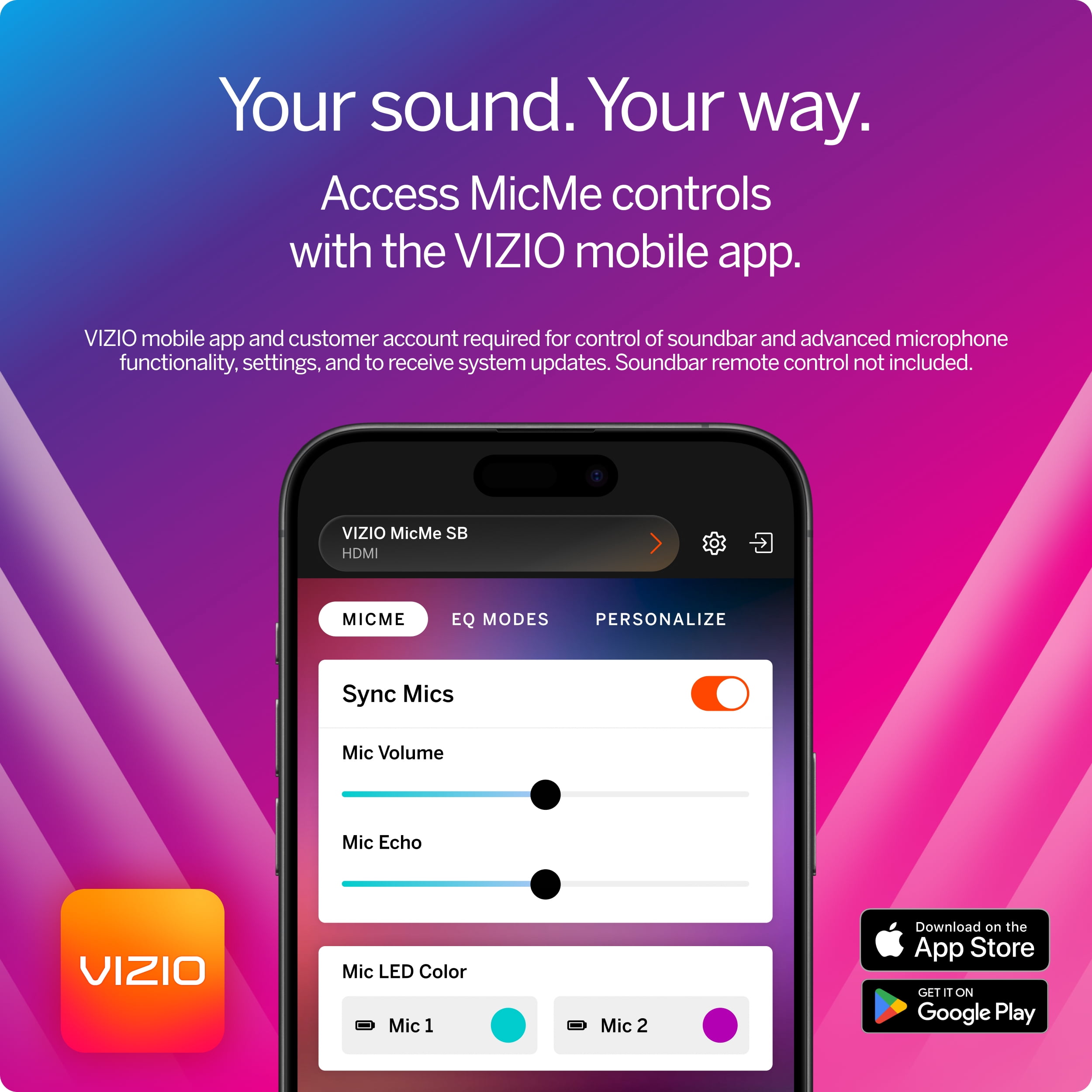 VIZIO MicMe 2.1 Karaoke Soundbar, 2 Wireless Microphones, Wireless Subwoofer w/ Dolby Atmos, DTS:X, Bluetooth — SK210X-0805 (New)