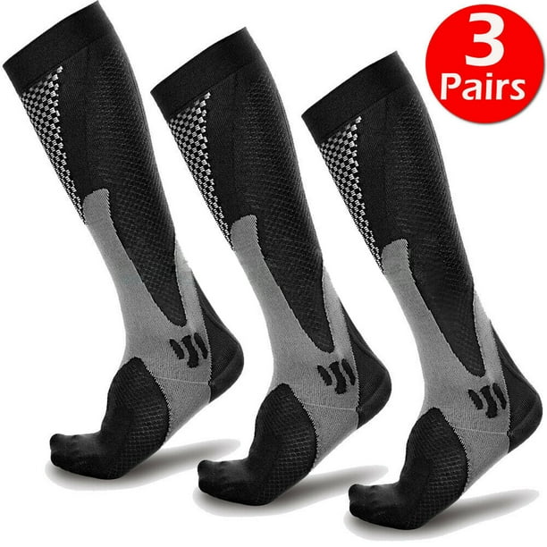 3 Pairs Compression Socks Sports Calf Shin Leg Running Stockings for