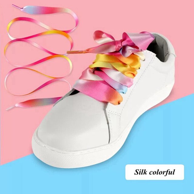 1 par de cordones planos coloridos, cordones de fiesta con degradado de caramelo, cordones de lona para niños y adultos, cordones de seda para acampar, Rainbow120cm Gao Jinjia LED