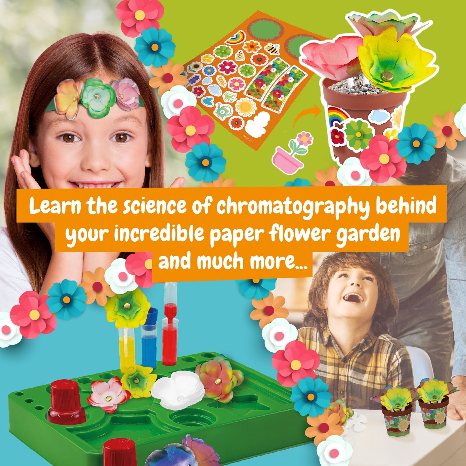 Science4you Paper Flower Making Kit for Kids Age 6+ – Make Your own 16 Paper Flowers Craft kit for Kids, Creative Toy Combining Arts and Crafts + Science Kit, Gift for Girls & Boys Age 6 7 8 9+