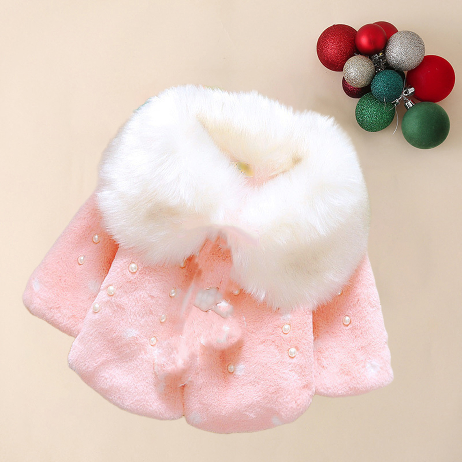 New Kids Princess Thicken Plush Wraps Shawl Flower Girls Long Sleeve Bolero Shrug Cape Wedding Birthday Party Jacket