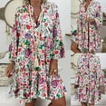 thumbnail image 2 of KDFJPTH For Women Dresses Quarter Three Ladies Loose Mini Print Sleeve With Pockets Short Sleeve Maxi Boho Dress For Womens, 2 of 9