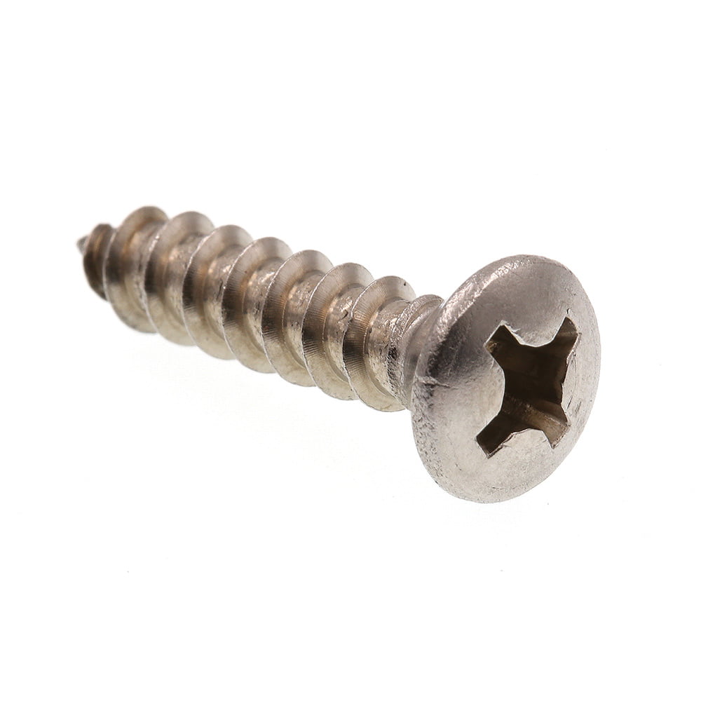 Grade 18-8 Stainless Steel Prime-Line 9023445 Sheet Metal Screw Pack of 100 Self-Tapping #12 X 1 in Oval Head Phillips 