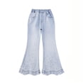 thumbnail image 5 of NAISIBABY Girls Flare Leg Jeans, Stretch High Waisted with Pockets Pearls Cute Fashion Denim Pants Blue Size 10-12, 5 of 8