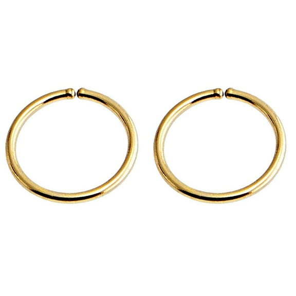 Gold, Sterling Silver Tiny Thin Hoop Earrings for Women Cartilage Nose Septum Helix Tragus Rings Multiple Piercing Jewelry, Hypoallergenic (9mm | 24 GA, 14K Yellow Gold Filled)