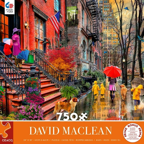 Ceaco Casse-Tête Innovant de Haute Qualité par David Maclean - Jour de Pluie à New York - 750 Pcs