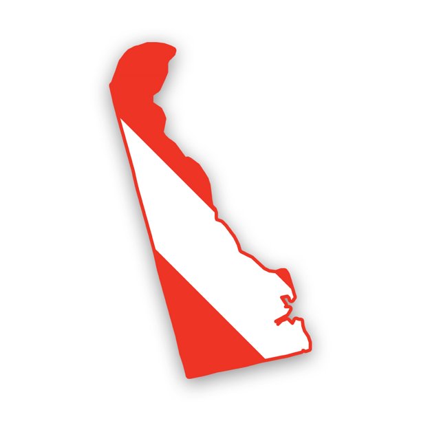 Delaware State Shaped Diver Down Flag Sticker Decal Self Adhesive