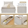 thumbnail image 2 of Bed Frame Farmhouse Style Wood Panel Bed Frame Four Square Poster Bed with Three Storage Drawers, King, Ancient White, 2 of 8