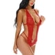 thumbnail image 3 of Body de encaje sexy para mujer, lencería, cuello en V profundo, perspectiva, ropa interior, regalo, rojo Vogacara XX000200-02, 3 of 7