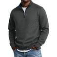 thumbnail image 2 of TOUMENY Men Zip Up Sweater High Neck Long Sleeve Solid Casual Comfy Slim Fit Pullover Fashion Knit Fall Winter Layer Tops Jacket Gray XL, 2 of 7