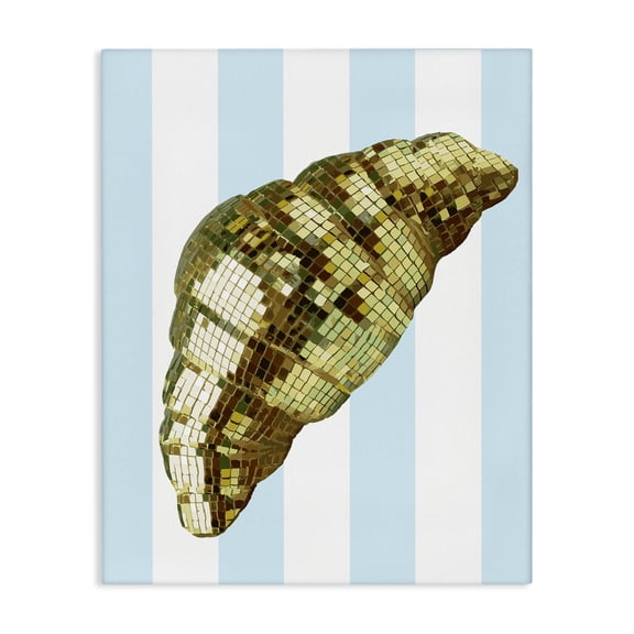 Stupell Industries Disco Croissant & Blue Stripes Food & Beverage Painting Wrapped Canvas Canvas Art Print Wall Art, 16 x 20