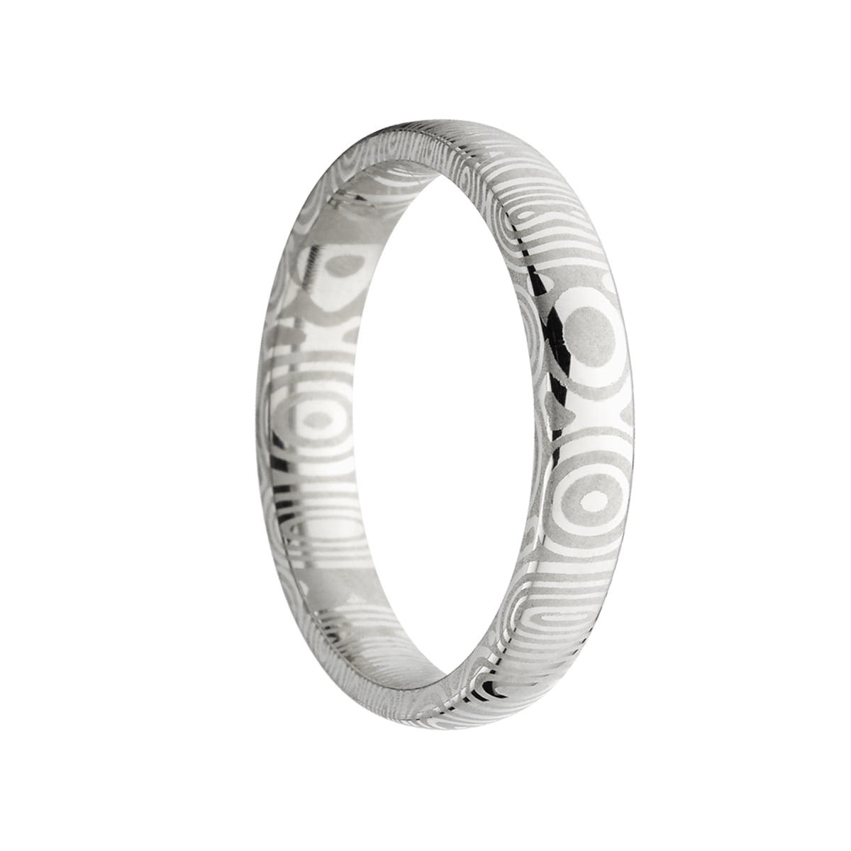 4mm Half Round Damascus Steel Ring