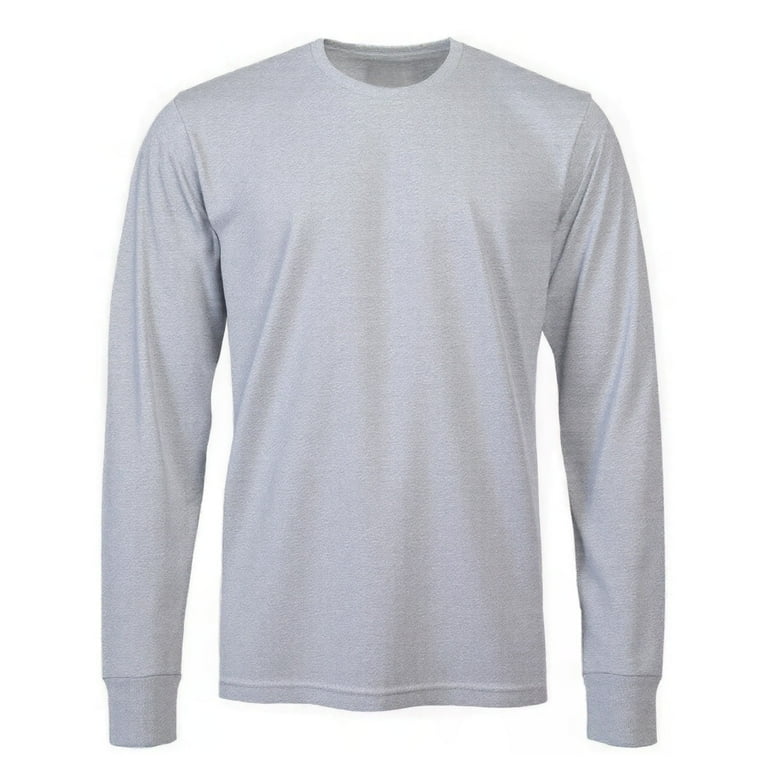 Men's Long Sleeve Crew Neck Ribbed Cuff Solid Tee/T-Shirt