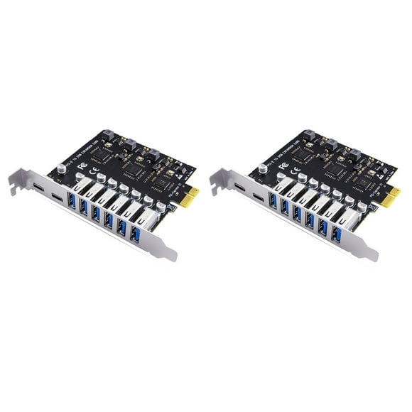 2X USB 3.2 and Type C PCI-E Expansion Card PCIE to USB Controller 6Port + 2Port USB-C 3.2 PCI-E Card Adapter,2 * PCIE Adapter Card,black
