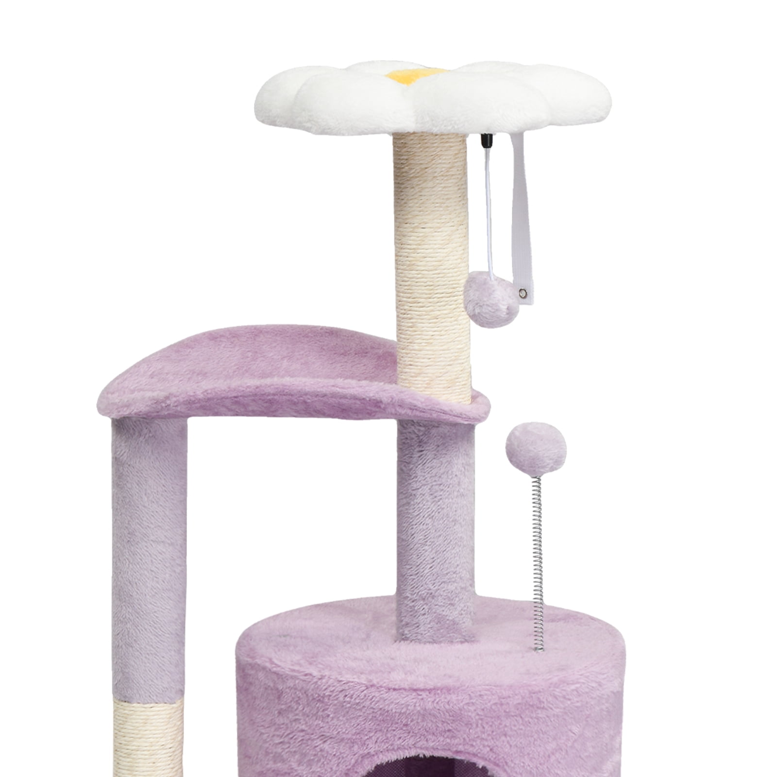 Ktaxon 33in Lavender Purple Cat Tree, Multi-Level Tower with Scratching Post, Curved Perch & Padded Bed, for Kittens & Indoor Cats