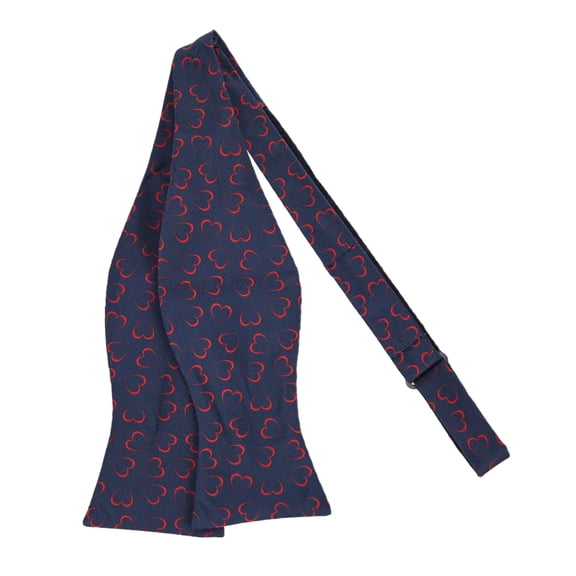 Jacob Alexander Men's Happy Valentine's Day Red Outline Hearts Pattern Traditional Freestyle Self-Tie Bow Tie - Dark Blue