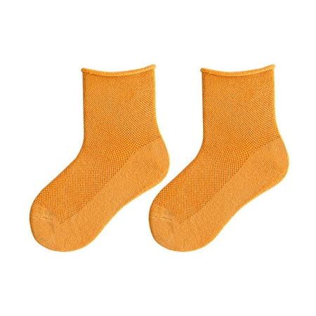 

kpoplk Children s Spring Summer Solid Candy Color Socks Toddler Kids Baby Boys Girls Thin Mesh Crew Socks Kid Blanks(Orange)