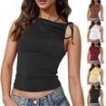 thumbnail image 1 of Ashirexll Hauts d'Été pour Femmes, Hauts de Mode Décontractés Sans Manches à Col Asymétrique pour Femmes, 1 of 7