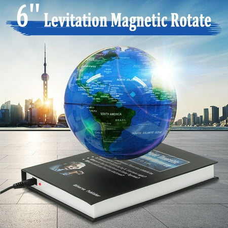Magnetic Field Levitation - 6'' Levitation Magnetic Rotate Globe Anti Gravity Floating Levitating Earth Map With Bookbase Christmas Kid Gift