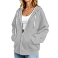thumbnail image 6 of Womens Long Sleeve Zip Up Hoodies Plus Size Drawstring Comfy Tunic Sweatshirt Casual Lightweight Fall Jackets with Pockets, 6 of 8