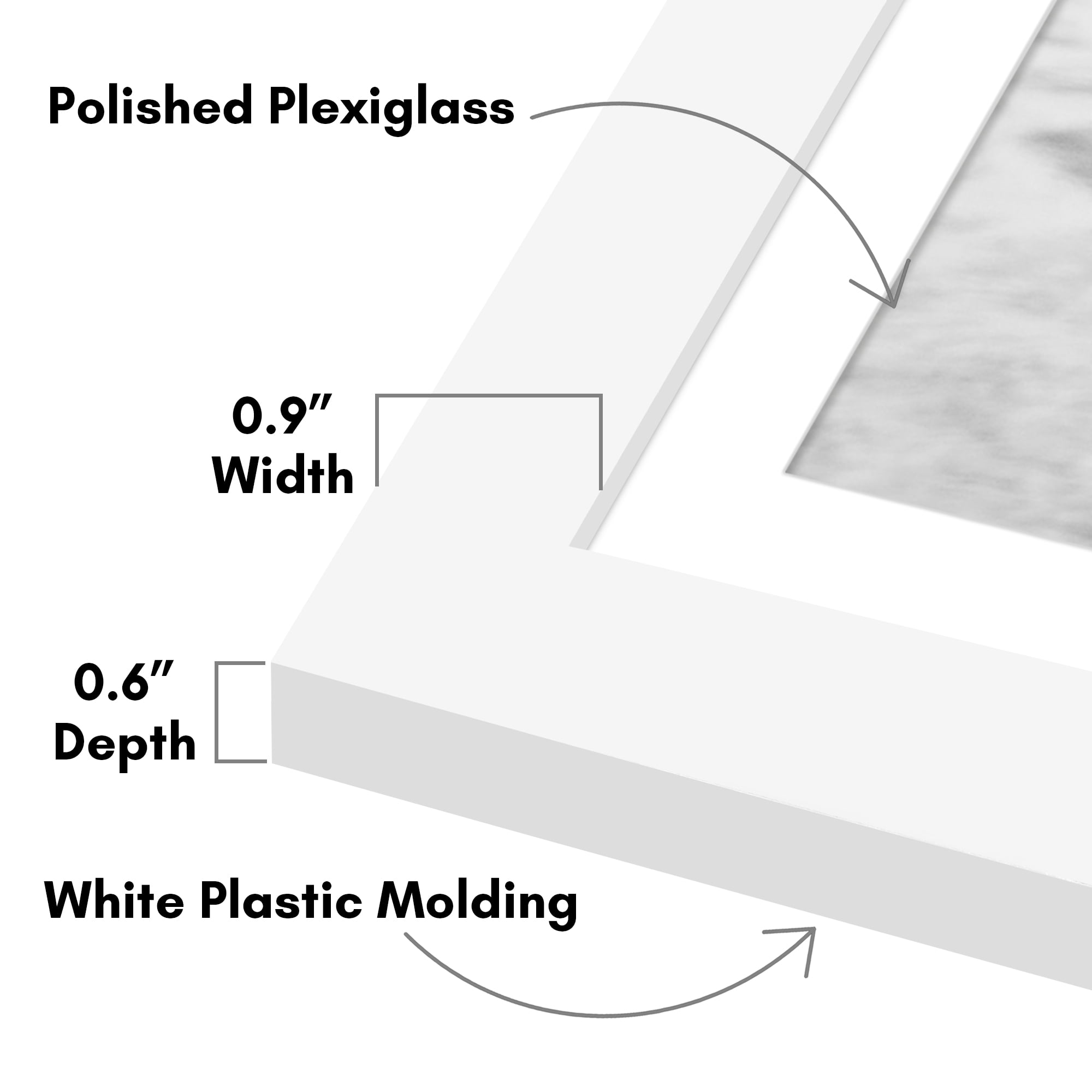 Americanflat 12x18 Poster Frame with Polished Plexiglass with 11x17 Mat 5 Pack Display Photo Galleria - White