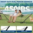 thumbnail image 4 of Outdoor Double Hammock Set,2 Person Outdoor Hammock with Stand & Pillow,450 lbs Capacity, Weather-Resistant, Balance Rope for Outdoor Patio Backyard Poolside, 4 of 7