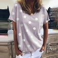 thumbnail image 2 of BJUTIR T Shirts For Women Graphic Tee Casual Loose Polka Dot Blouse Print V Neck Short Sleeved Tshirt Top, 2 of 8