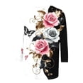 thumbnail image 5 of Sokhug Womens 3/4 Sleeve Dressy Shirts Casual Round Neck Floral Printed Holiday Tops Ladies Fashion Oversized Blouse, 5 of 5